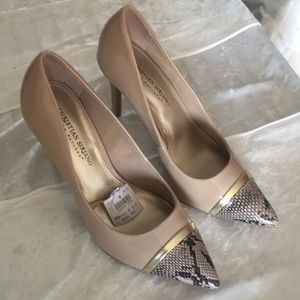 Christian Siriano snake skin tip pumps